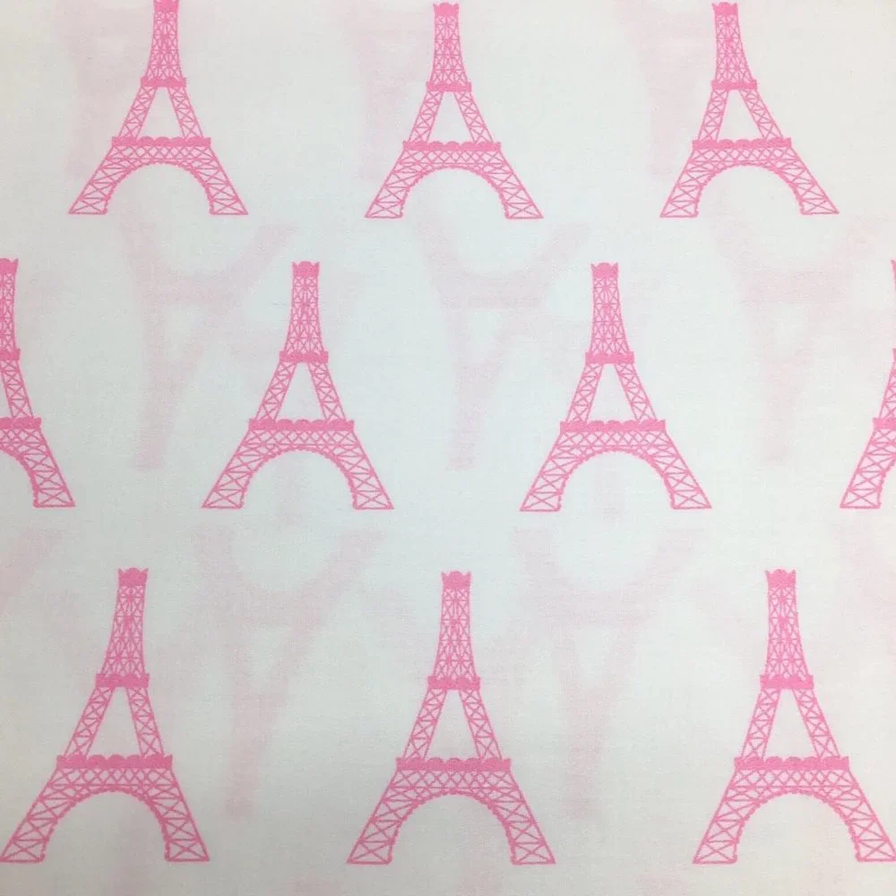 3pc Nicole Miller Paris Eiffel Tower TWIN Sheet Set Hot Pink White Kids Cotton